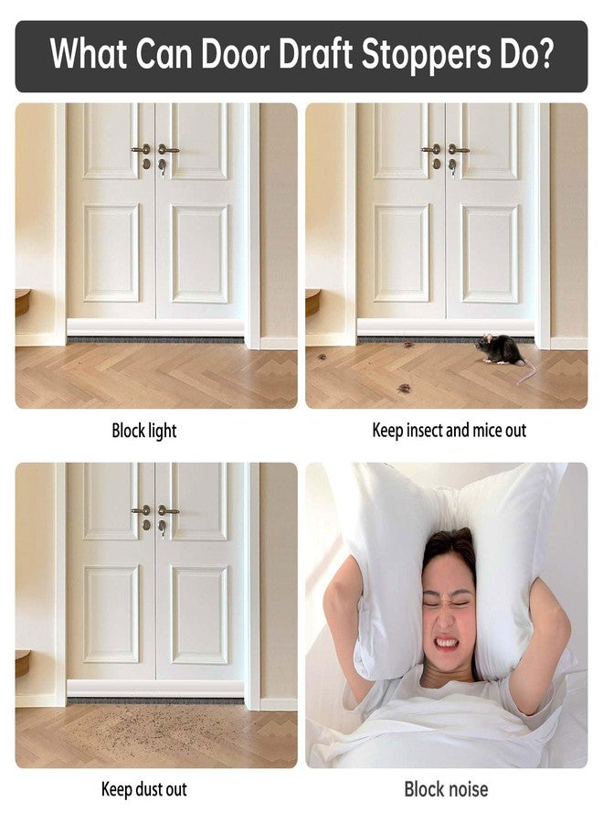 Lsaixl Door Sweep for Bottom of Door, Integrated Bottom Door Draft Stopper with Brush, Self-Adhesive Under Door Seal for Dust/Noise/Hot or Cold Air Insulation, White 39.37" L/2" W - Image 4